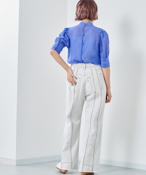 cepo（セポ）の「シアーボリュームパフスリーブ　ブラウス（シャツ/ブラウス・レディース・ブラック/ブルー・M）」の12枚目の写真