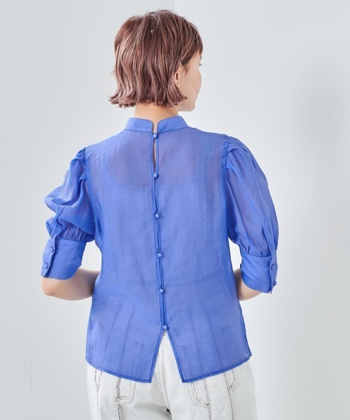 cepo（セポ）の「シアーボリュームパフスリーブ　ブラウス（シャツ/ブラウス・レディース・ブラック/ブルー・M）」の8枚目の写真