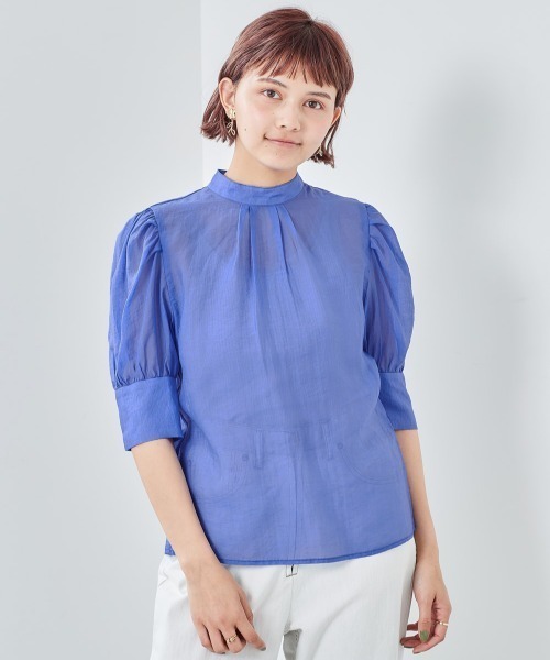 cepo（セポ）の「シアーボリュームパフスリーブ　ブラウス（シャツ/ブラウス・レディース・ブラック/ブルー・M）」の3枚目の写真