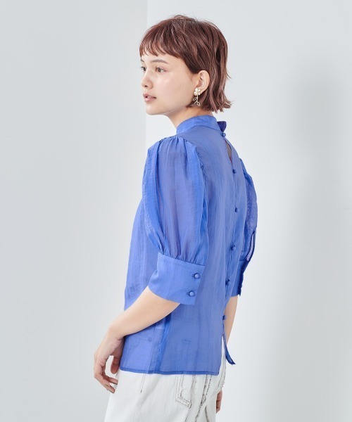 cepo（セポ）の「シアーボリュームパフスリーブ　ブラウス（シャツ/ブラウス・レディース・ブラック/ブルー・M）」の6枚目の写真