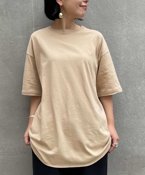 BEARDSLEY（ビアズリー）の「ドライコットンユルT（Tシャツ/カットソー・レディース・グリーン/ホワイト/ベージュ・FREE）」の2枚目の写真