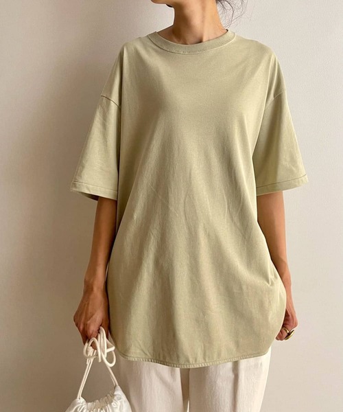 BEARDSLEY（ビアズリー）の「ドライコットンユルT（Tシャツ/カットソー・レディース・グリーン/ホワイト/ベージュ・FREE）」の3枚目の写真