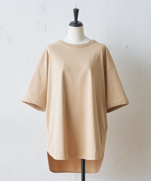 BEARDSLEY（ビアズリー）の「ドライコットンユルT（Tシャツ/カットソー・レディース・グリーン/ホワイト/ベージュ・FREE）」の5枚目の写真