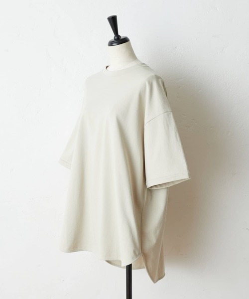 BEARDSLEY（ビアズリー）の「ドライコットンユルT（Tシャツ/カットソー・レディース・グリーン/ホワイト/ベージュ・FREE）」の4枚目の写真