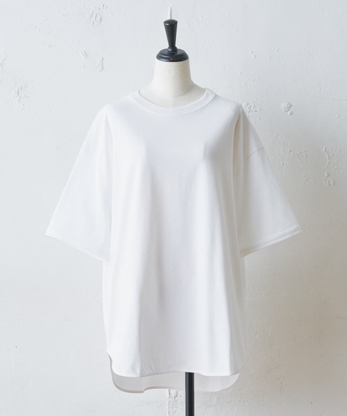 BEARDSLEY（ビアズリー）の「ドライコットンユルT（Tシャツ/カットソー・レディース・グリーン/ホワイト/ベージュ・FREE）」の9枚目の写真