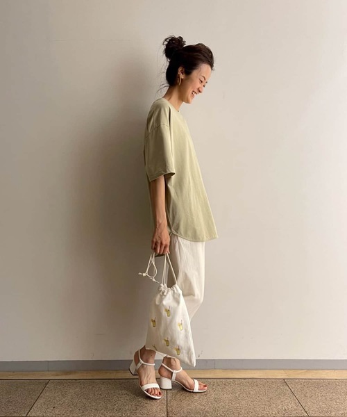 BEARDSLEY（ビアズリー）の「ドライコットンユルT（Tシャツ/カットソー・レディース・グリーン/ホワイト/ベージュ・FREE）」の18枚目の写真