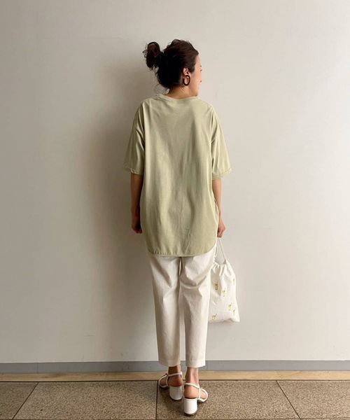 BEARDSLEY（ビアズリー）の「ドライコットンユルT（Tシャツ/カットソー・レディース・グリーン/ホワイト/ベージュ・FREE）」の19枚目の写真