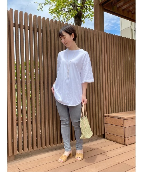 BEARDSLEY（ビアズリー）の「ドライコットンユルT（Tシャツ/カットソー・レディース・グリーン/ホワイト/ベージュ・FREE）」の8枚目の写真