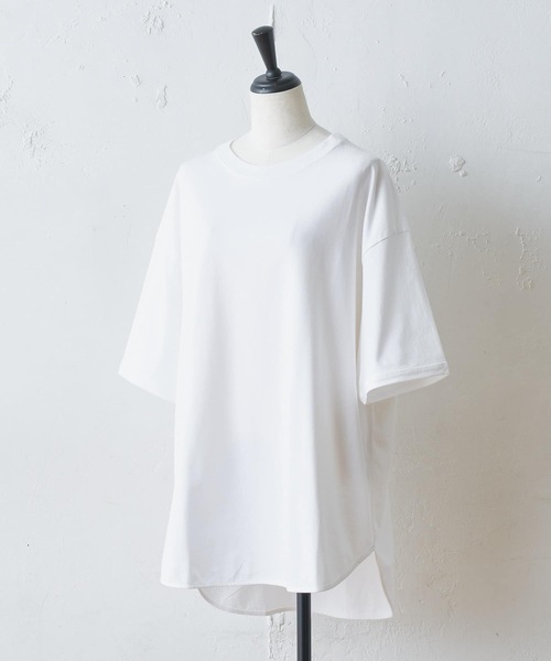 BEARDSLEY（ビアズリー）の「ドライコットンユルT（Tシャツ/カットソー・レディース・グリーン/ホワイト/ベージュ・FREE）」の10枚目の写真