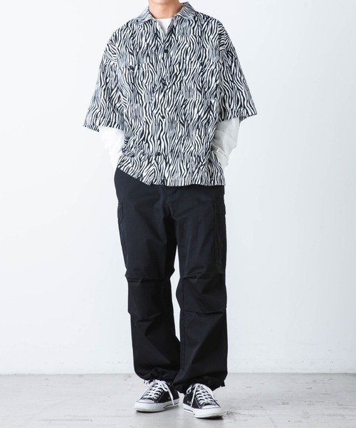 WEGO（ウィゴー）の「WEGO/ワイドカーゴパンツ（カーゴパンツ・メンズ・ホワイト/ブラック/カーキ・MEDIUM/LARGE）」の9枚目の写真