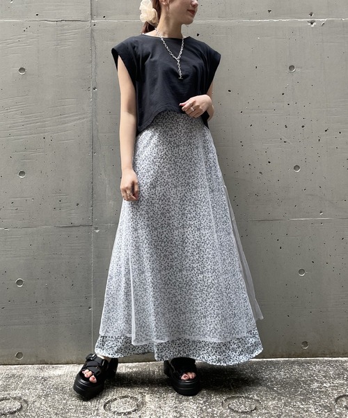 AS KNOW AS PINKY（アズノゥアズピンキー）の「お花のかくれんぼなスカート（スカート・レディース・ブラック/オフホワイト/ピンク・FREE）」の20枚目の写真