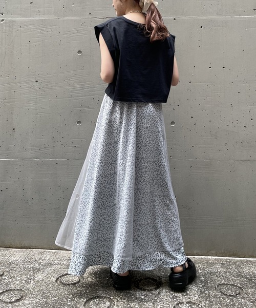 AS KNOW AS PINKY（アズノゥアズピンキー）の「お花のかくれんぼなスカート（スカート・レディース・ブラック/オフホワイト/ピンク・FREE）」の6枚目の写真