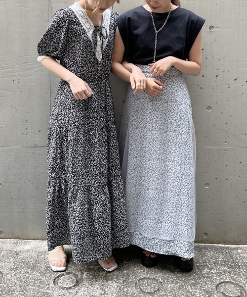 AS KNOW AS PINKY（アズノゥアズピンキー）の「お花のかくれんぼなスカート（スカート・レディース・ブラック/オフホワイト/ピンク・FREE）」の16枚目の写真