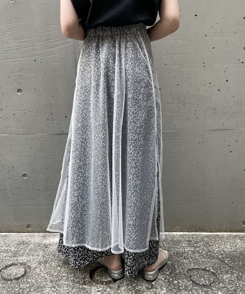 AS KNOW AS PINKY（アズノゥアズピンキー）の「お花のかくれんぼなスカート（スカート・レディース・ブラック/オフホワイト/ピンク・FREE）」の5枚目の写真