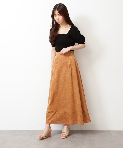 FREE'S MART(フリーズマート)の「スクエアネックボリュームスリーブ半袖ニット(ニット/セーター・レディース・ブラック/ピンク/ホワイト/グリーン・FREE)」の10枚目の写真