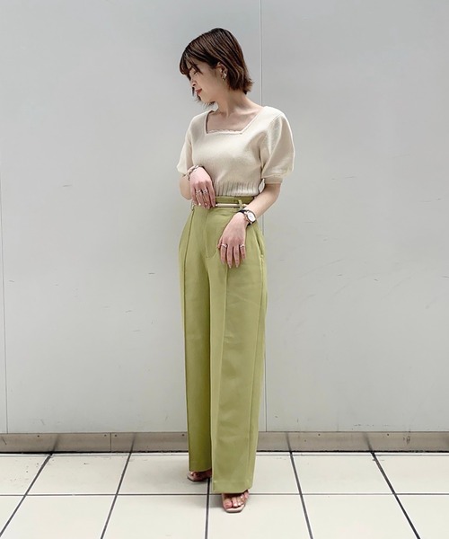 FREE'S MART(フリーズマート)の「スクエアネックボリュームスリーブ半袖ニット(ニット/セーター・レディース・ブラック/ピンク/ホワイト/グリーン・FREE)」の17枚目の写真