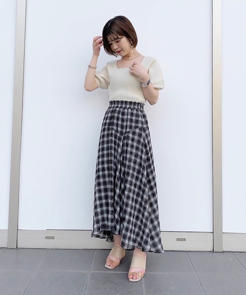 FREE'S MART(フリーズマート)の「スクエアネックボリュームスリーブ半袖ニット(ニット/セーター・レディース・ブラック/ピンク/ホワイト/グリーン・FREE)」の16枚目の写真