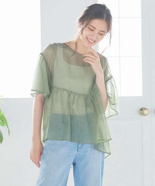 LIPSTAR(リップスター)の「【WEB別注カラーあり】ラウンドヘムシアーティアードブラウス(シャツ/ブラウス・レディース・ブラック/パープル/オフホワイト/カーキ/ピンク・M)」の4枚目の写真