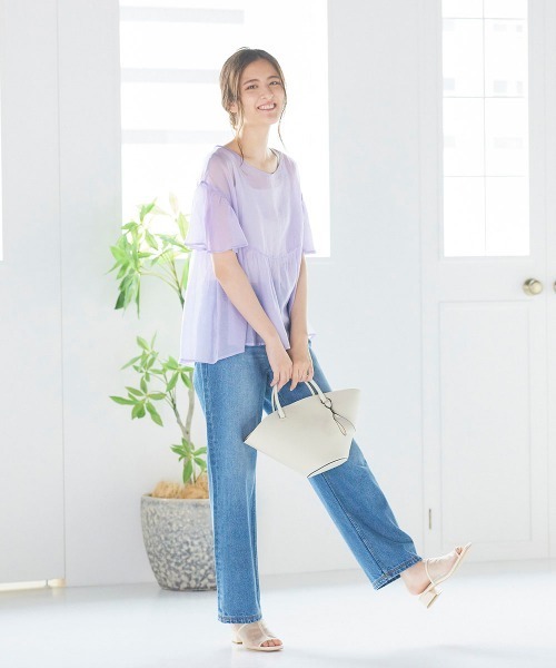 LIPSTAR(リップスター)の「【WEB別注カラーあり】ラウンドヘムシアーティアードブラウス(シャツ/ブラウス・レディース・ブラック/パープル/オフホワイト/カーキ/ピンク・M)」の14枚目の写真