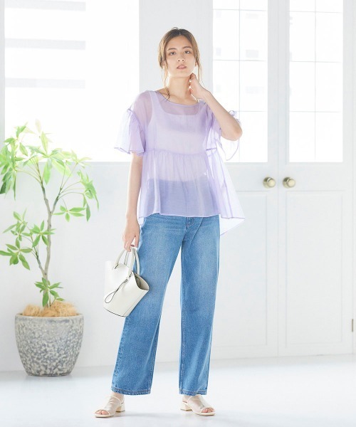 LIPSTAR(リップスター)の「【WEB別注カラーあり】ラウンドヘムシアーティアードブラウス(シャツ/ブラウス・レディース・ブラック/パープル/オフホワイト/カーキ/ピンク・M)」の22枚目の写真