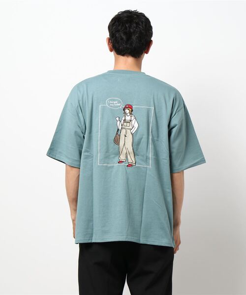 LB/S （エルビーエス）の「GIRLS刺繍バックプリントビッグシルエットTシャツ（Tシャツ/カットソー・メンズ・ベージュ/ダークブルー/ホワイト/ライトグリーン・LARGE/MEDIUM）」の3枚目の写真