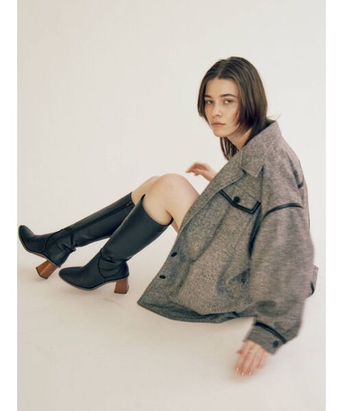 EVRIS(エヴリス)の「ウッドヒールロングブーツ(ブーツ・レディース・ブラウン/その他1/ブラック・MEDIUM/SMALL/LARGE)」の9枚目の写真