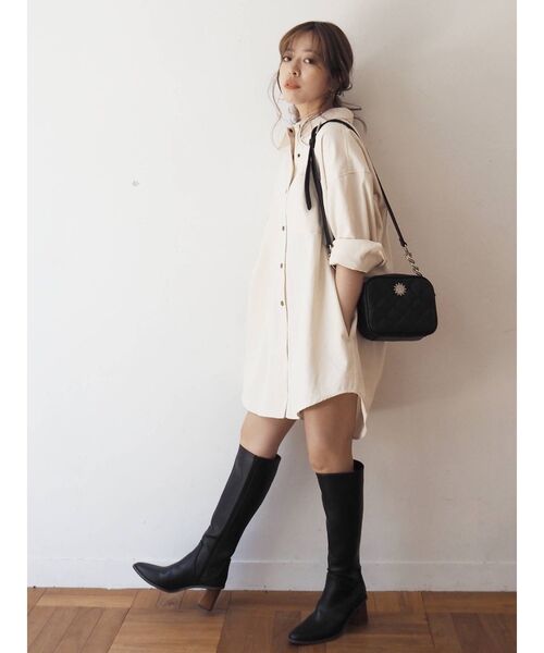 EVRIS(エヴリス)の「ウッドヒールロングブーツ(ブーツ・レディース・ブラウン/その他1/ブラック・MEDIUM/SMALL/LARGE)」の6枚目の写真