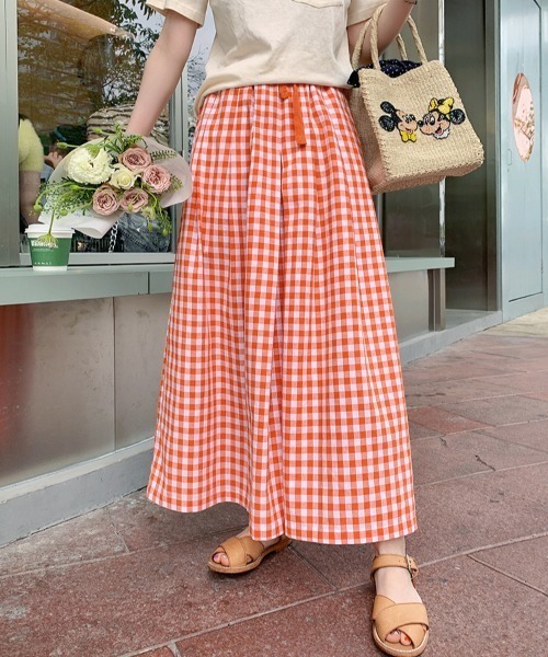ABITOKYO（アビトーキョー）の「ギンガムチェックワイドスカパン（その他パンツ・レディース・ブラック/オレンジ/ブルー/イエロー/レッド/グリーン/ワインレッド・S/M/L）」の21枚目の写真