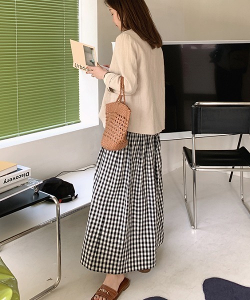 ABITOKYO（アビトーキョー）の「ギンガムチェックワイドスカパン（その他パンツ・レディース・ブラック/オレンジ/ブルー/イエロー/レッド/グリーン/ワインレッド・S/M/L）」の9枚目の写真