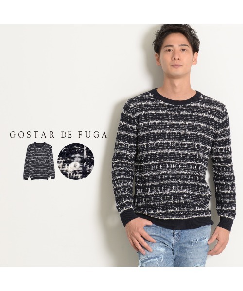 GOSTAR DE FUGA(ゴスタール ジフーガ)の「『GOSTAR DE FUGA』コットンツイードプルオーバー長袖ニット(ニット/セーター・メンズ・ブラック・M/L)」の9枚目の写真