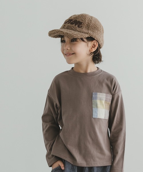 pairmanon（ペアマノン）の「【なめらか肌触り】ユニセックス胸ポケットロンT（Tシャツ/カットソー・キッズ・ホワイト系その他/チェック/グレー系その他5/ブラック系その他3/ストライプ/ホワイト系その他2/ベージュ系その他7/ブラウン系その他5/ブラック系その他4/ブルー系その他/ブラウン系その他/ホワイト系その他3/レッド系その他/ピンク系その他/その他/ブルー系その他2・140/90/100/110/120/150/130）」の7枚目の写真