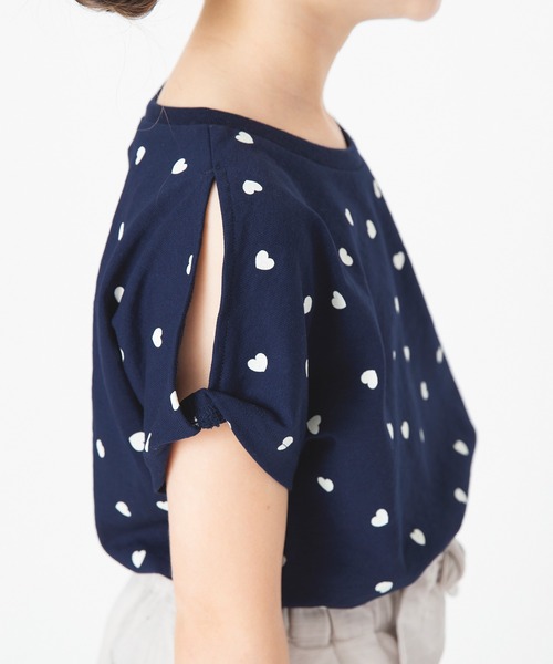BRANSHES（ブランシェス）の「【プチプラ】ハート柄×肩あき半袖Ｔシャツ（Tシャツ/カットソー・キッズ・ベージュ/ネイビー・120cm/150cm/110cm/100cm/130cm/90cm/140cm）」の15枚目の写真