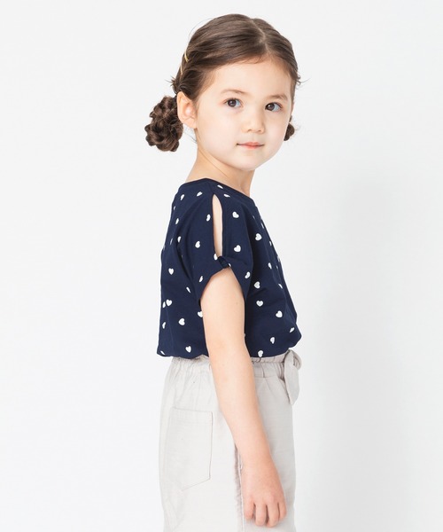 BRANSHES（ブランシェス）の「【プチプラ】ハート柄×肩あき半袖Ｔシャツ（Tシャツ/カットソー・キッズ・ベージュ/ネイビー・120cm/150cm/110cm/100cm/130cm/90cm/140cm）」の13枚目の写真