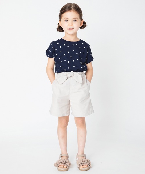 BRANSHES（ブランシェス）の「【プチプラ】ハート柄×肩あき半袖Ｔシャツ（Tシャツ/カットソー・キッズ・ベージュ/ネイビー・120cm/150cm/110cm/100cm/130cm/90cm/140cm）」の16枚目の写真