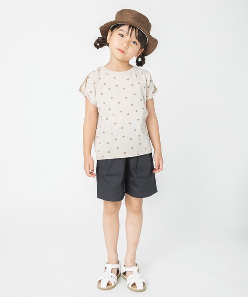 BRANSHES（ブランシェス）の「【プチプラ】ハート柄×肩あき半袖Ｔシャツ（Tシャツ/カットソー・キッズ・ベージュ/ネイビー・120cm/150cm/110cm/100cm/130cm/90cm/140cm）」の7枚目の写真