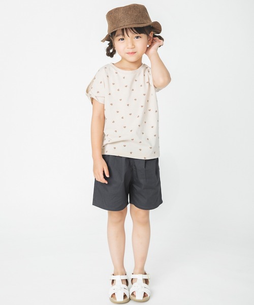 BRANSHES（ブランシェス）の「【プチプラ】ハート柄×肩あき半袖Ｔシャツ（Tシャツ/カットソー・キッズ・ベージュ/ネイビー・120cm/150cm/110cm/100cm/130cm/90cm/140cm）」の8枚目の写真