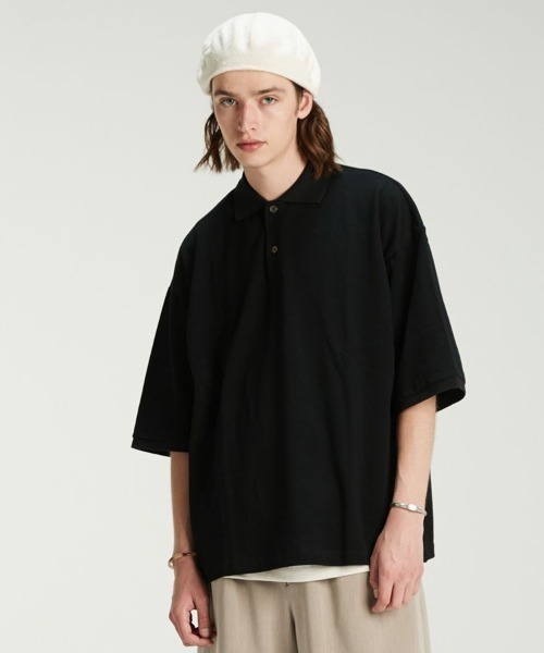 LIDNM(リドム)の「OVER SIZED POLO(ポロシャツ・メンズ・ブラック・LARGE)」の1枚目の写真