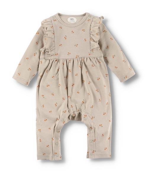 BRANSHES(ブランシェス)の「さくらんぼ柄長袖カバーオール(ロンパース・キッズ・ベージュ・80cm/70cm)」の1枚目の写真