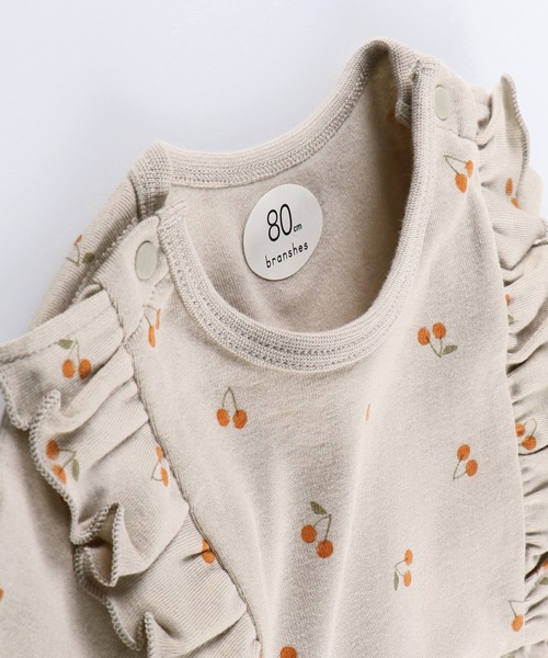 BRANSHES(ブランシェス)の「さくらんぼ柄長袖カバーオール(ロンパース・キッズ・ベージュ・80cm/70cm)」の4枚目の写真