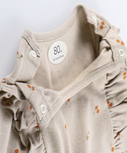 BRANSHES(ブランシェス)の「さくらんぼ柄長袖カバーオール(ロンパース・キッズ・ベージュ・80cm/70cm)」の3枚目の写真