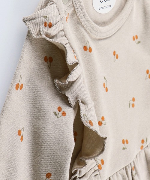 BRANSHES(ブランシェス)の「さくらんぼ柄長袖カバーオール(ロンパース・キッズ・ベージュ・80cm/70cm)」の5枚目の写真