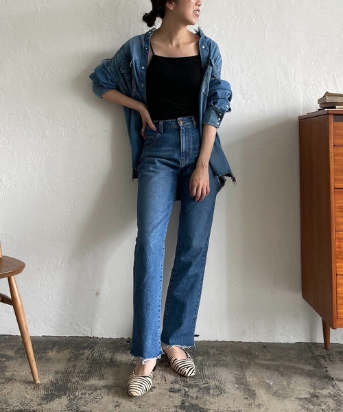 CAPRICIEUX LE'MAGE（カプリシューレマージュ）の「段違いストレートデニム（デニムパンツ・レディース・ブルー・36/38）」の19枚目の写真