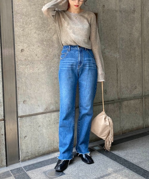 CAPRICIEUX LE'MAGE（カプリシューレマージュ）の「段違いストレートデニム（デニムパンツ・レディース・ブルー・36/38）」の22枚目の写真