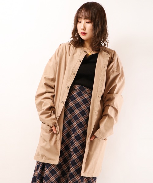 garsonwave(ギャルソンウェーブ)の「【garsonwave】ビッグシルエットツイルヒッコリーバンドカラーガーデニングロングシャツ(シャツ/ブラウス・メンズ・ベージュ/カーキ/ネイビー/ブルー系その他/ホワイト・2(M)/3(L))」の3枚目の写真