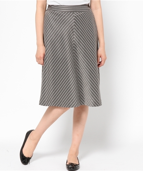 CIAOPANIC（チャオパニック）の「【Ciaopanic】ストライプフレアSK（スカート・レディース・ボルドー/ネイビー/グレー・FREE）」の2枚目の写真