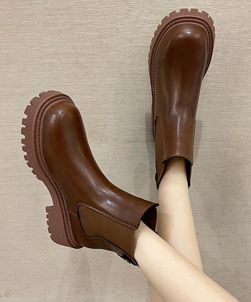 SMILE ORCHID（スマイルオーキッド）の「ボリュームソールサイドゴアブーツ（ブーツ・レディース・ブラック/ブラウン・37/38/39）」の4枚目の写真