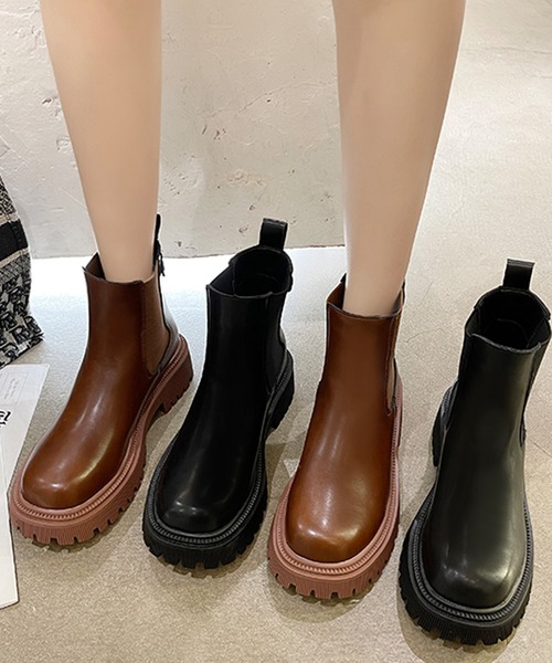 SMILE ORCHID（スマイルオーキッド）の「ボリュームソールサイドゴアブーツ（ブーツ・レディース・ブラック/ブラウン・37/38/39）」の6枚目の写真