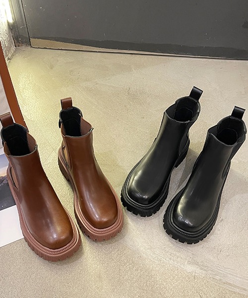 SMILE ORCHID（スマイルオーキッド）の「ボリュームソールサイドゴアブーツ（ブーツ・レディース・ブラック/ブラウン・37/38/39）」の7枚目の写真