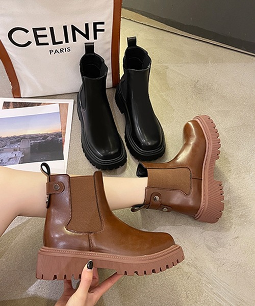 SMILE ORCHID（スマイルオーキッド）の「ボリュームソールサイドゴアブーツ（ブーツ・レディース・ブラック/ブラウン・37/38/39）」の3枚目の写真