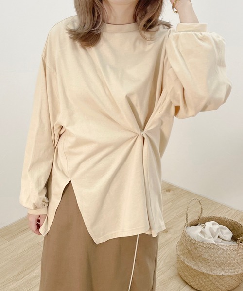 apres jour clair(アプレジュールクレア)の「【apress jour clair】2WAYデザインロンT(Tシャツ/カットソー・レディース・ピンクベージュ/オフホワイト/ライトベージュ・X-LARGE/フリー)」の13枚目の写真